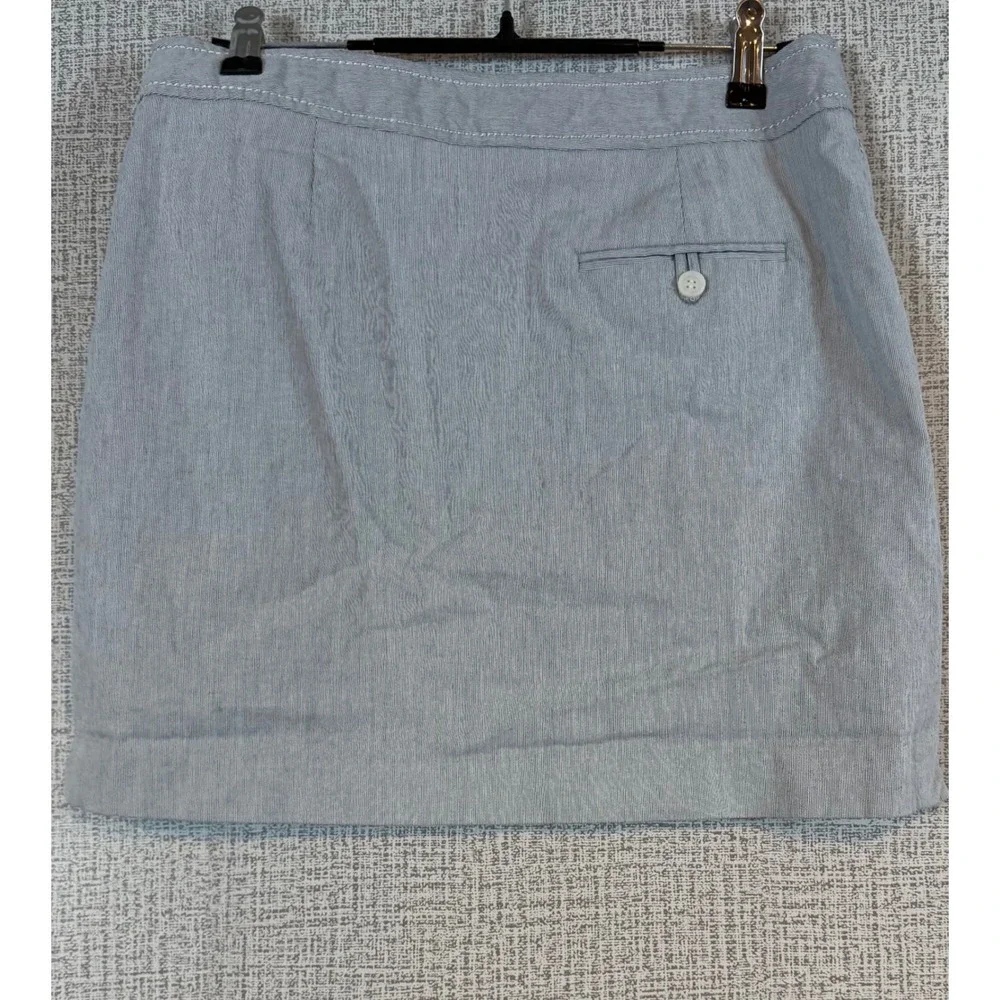 Express Grey White Micro Stripe Mini Skirt‎ Size 4 Stretch Cotton Blend Side Zip